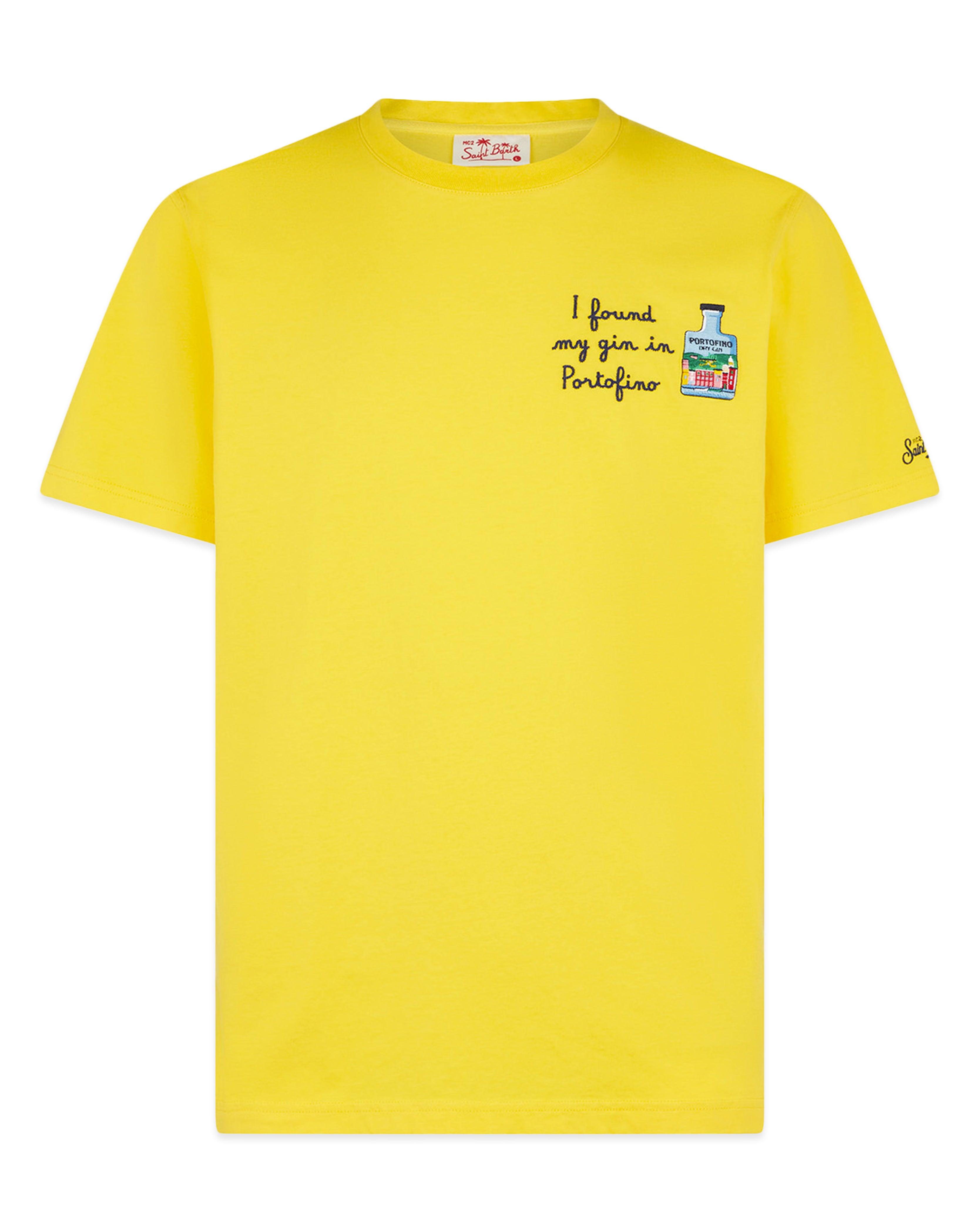 Portofino T-Shirt cotone giallo ricamato manica corta