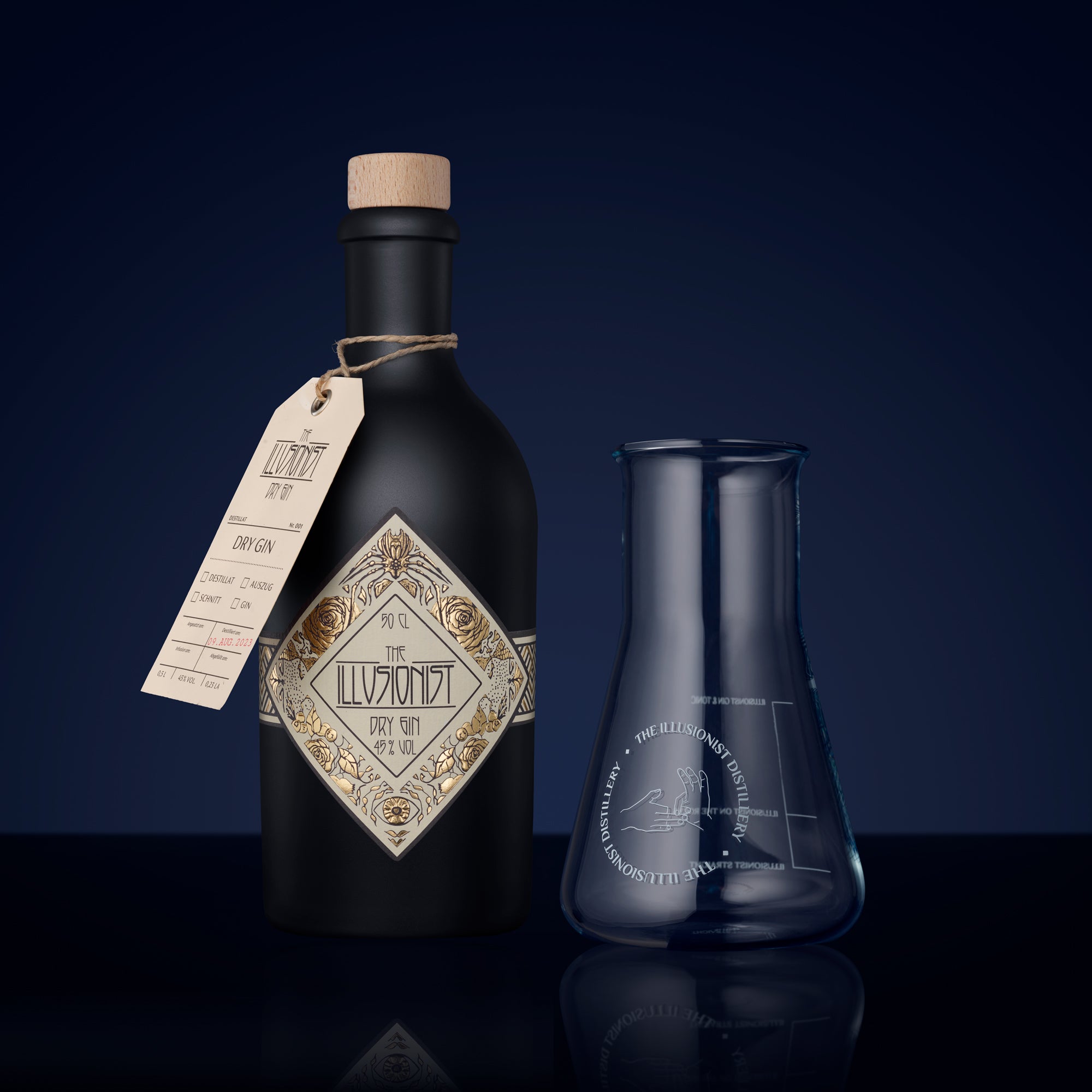 The Illusionist Glass Bundle Dry Gin 500ml 45% + 2 Beute
