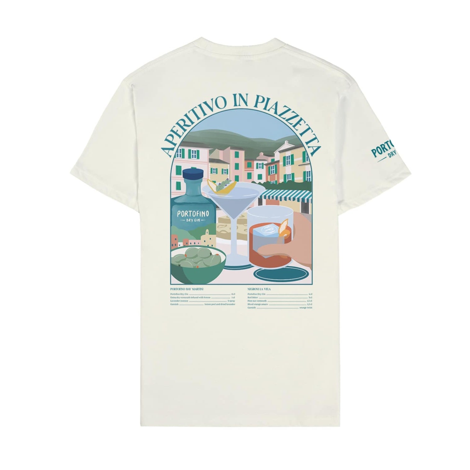 Portofino Lifestyle T-Shirt Aperitivo in Piazzetta Cotone Bianco