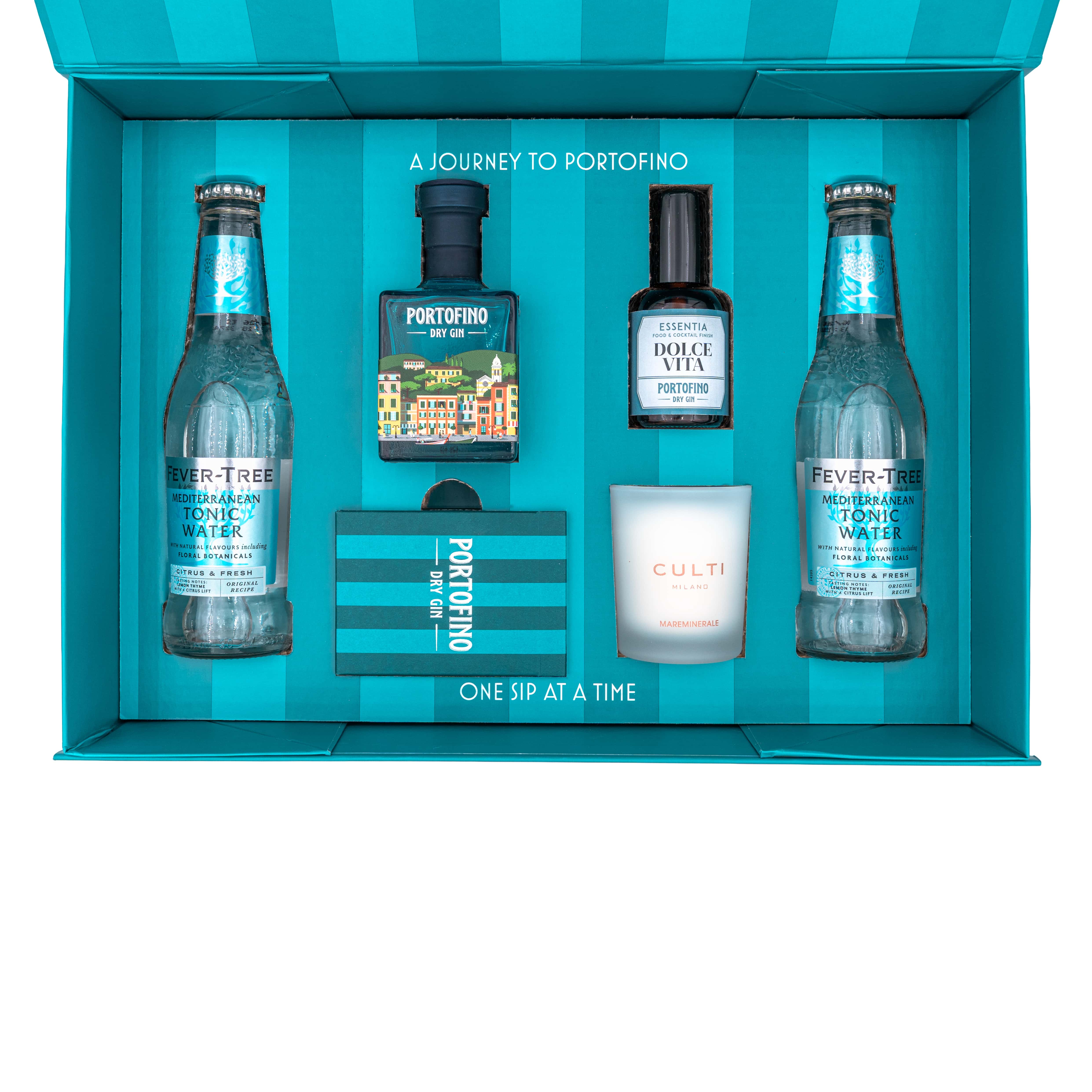 Portofino Dry Gin Box Experience gin 100 ml + tonica + candela