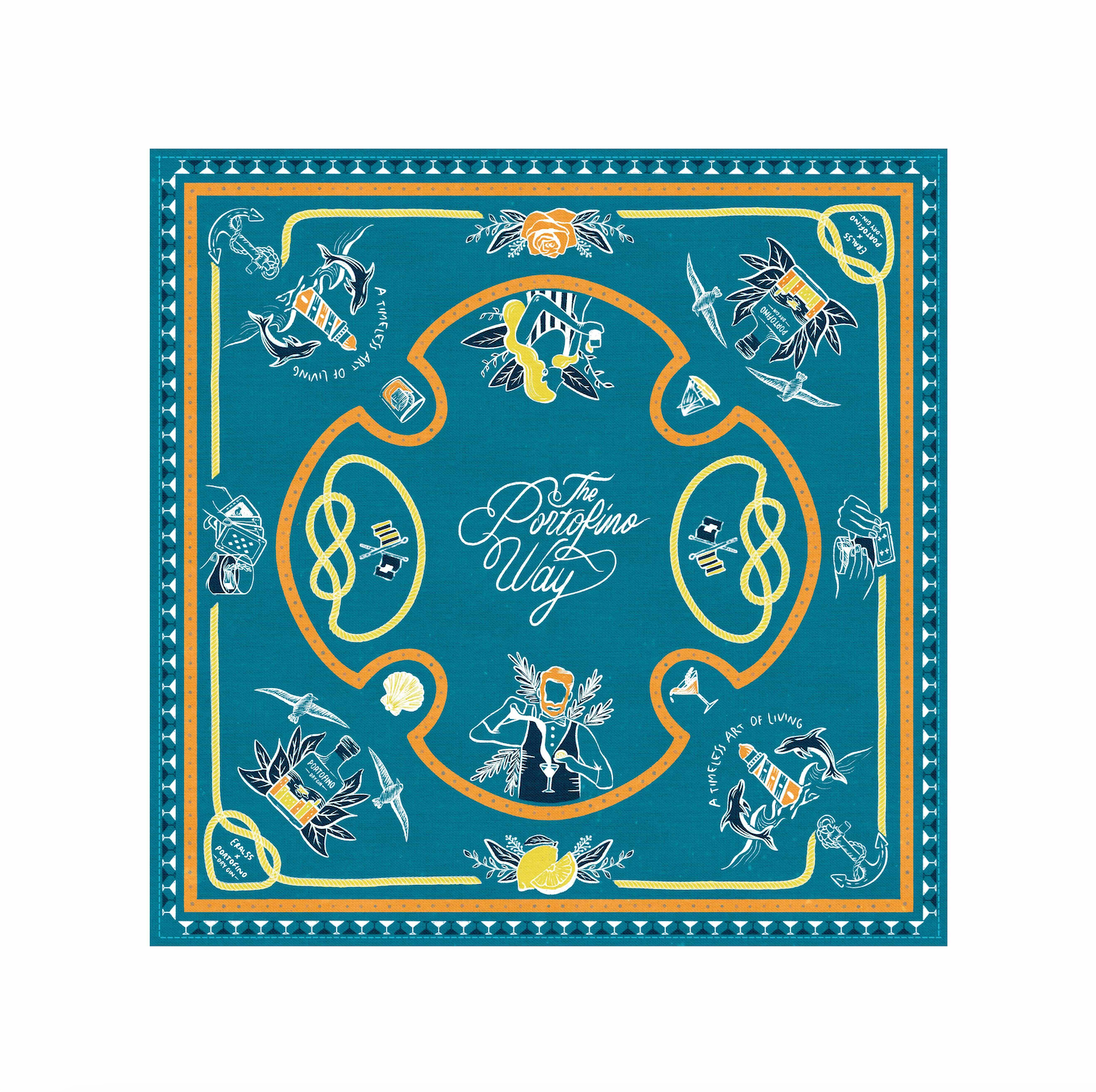 Portofino Eral 55 foulard seta e cotone 60x60 mixology