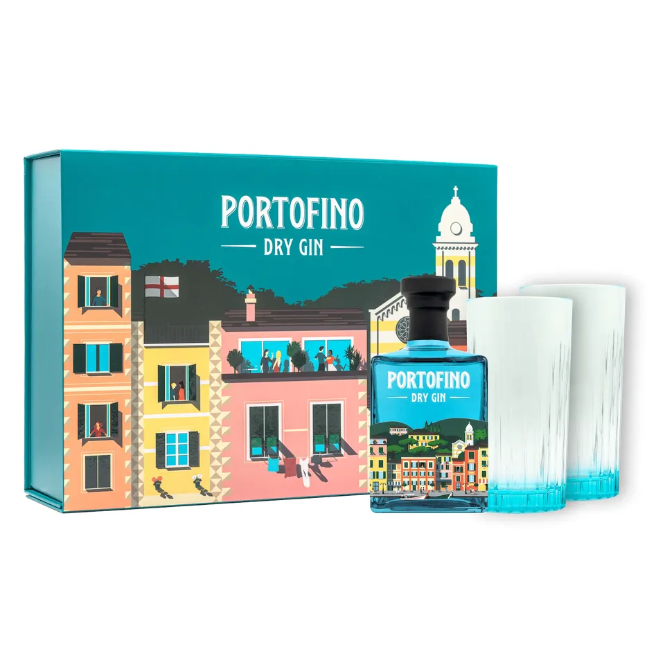 Portofino Dry Gin Confezione Regalo gin 500 ml con bicchieri