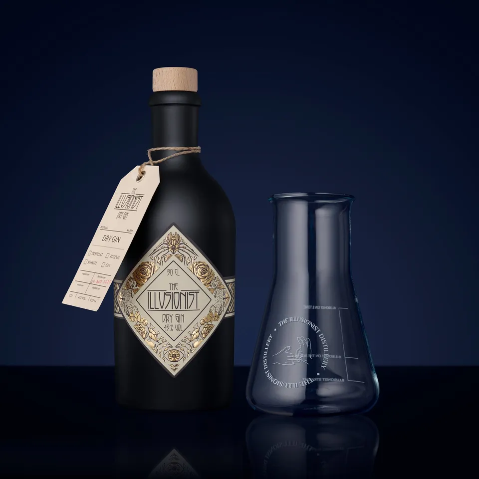 The Illusionist Glass Bundle Dry Gin 500ml 45% + 2 Beute