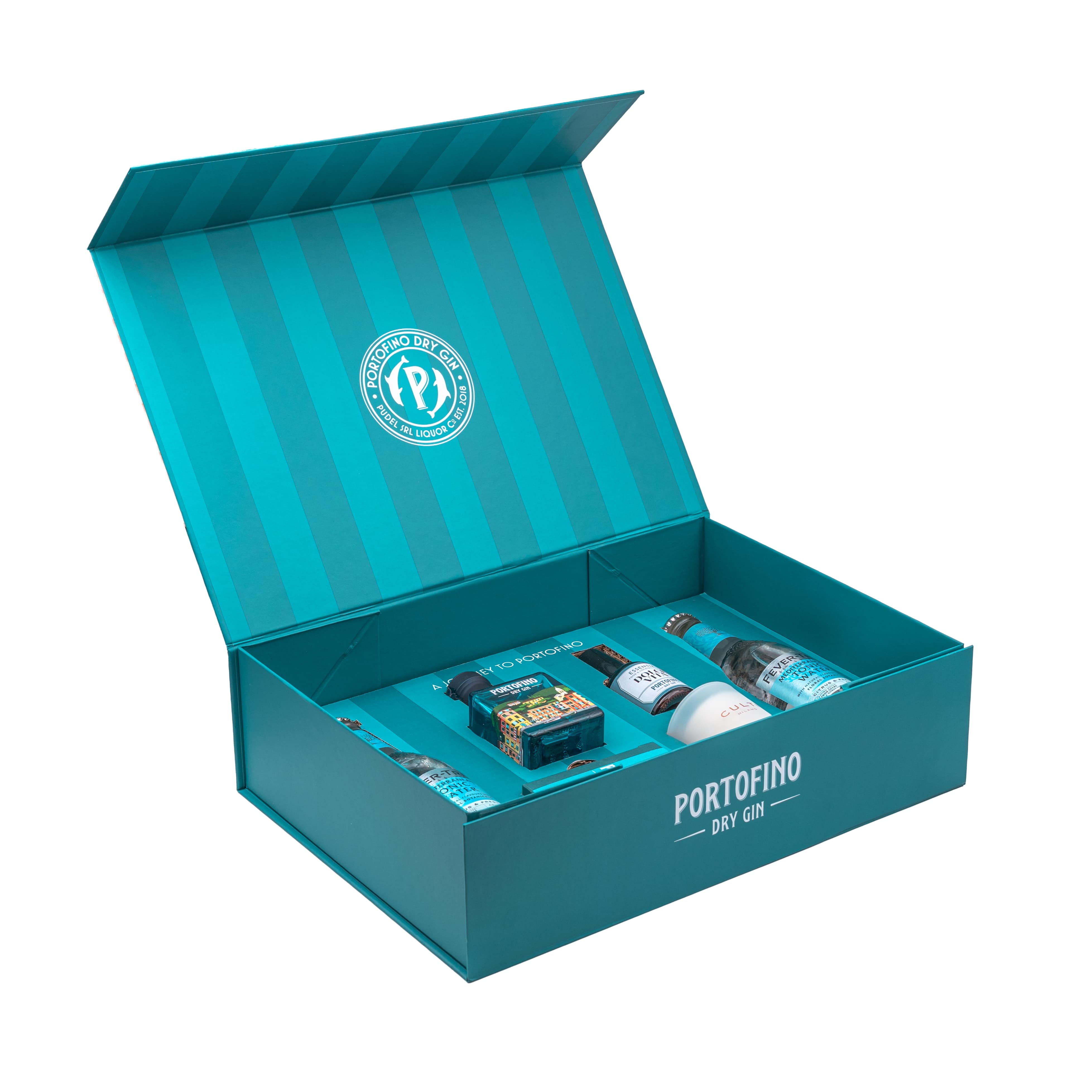 Portofino Dry Gin Box Experience gin 100 ml + tonica + candela