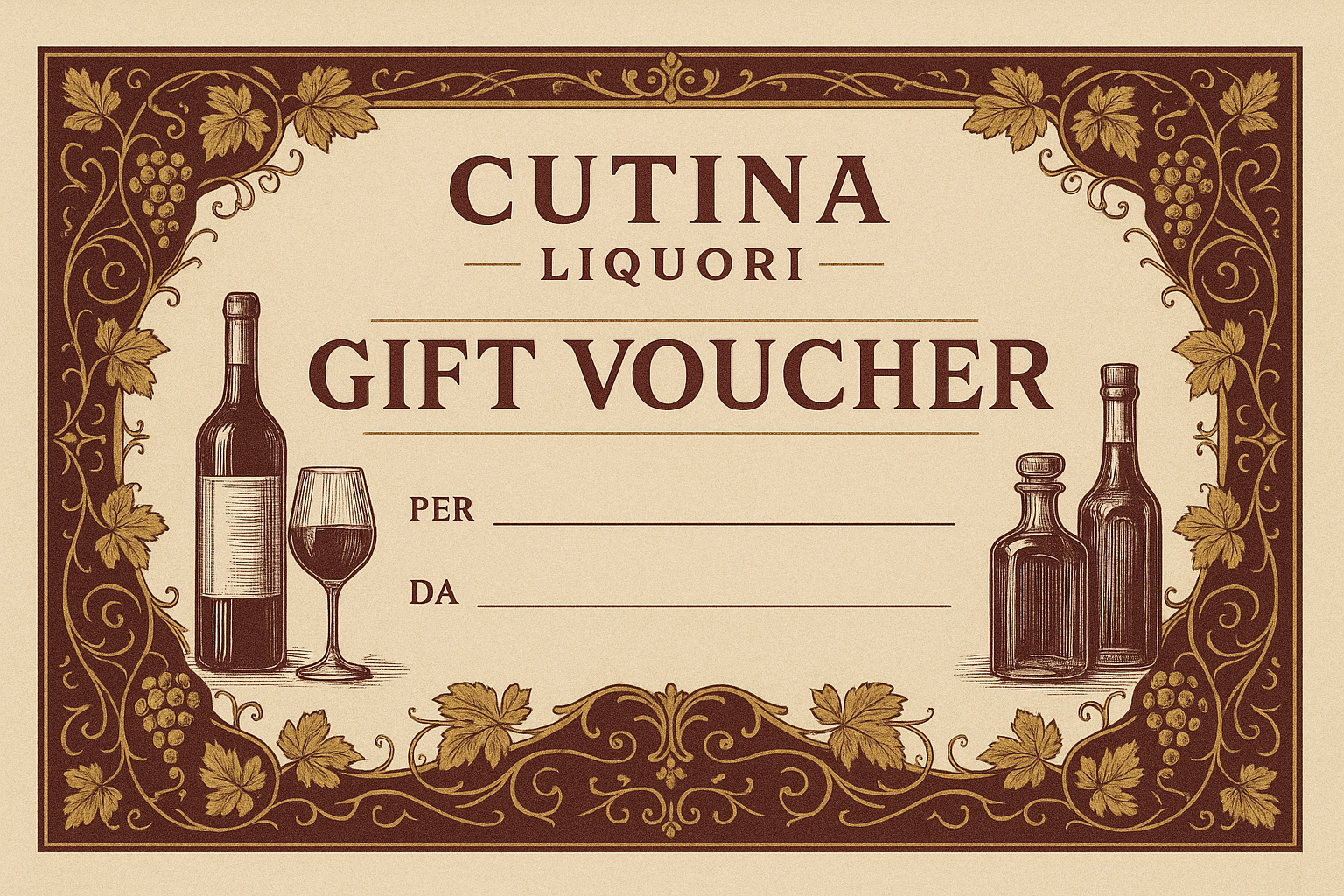 Cutina Buono Regalo buono regalo 25 € per liquori artigianali