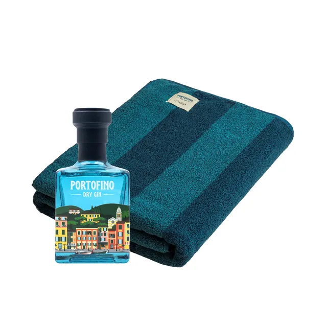 Portofino Dry Gin Bundle telo mare + bottiglia 100 ml cotone
