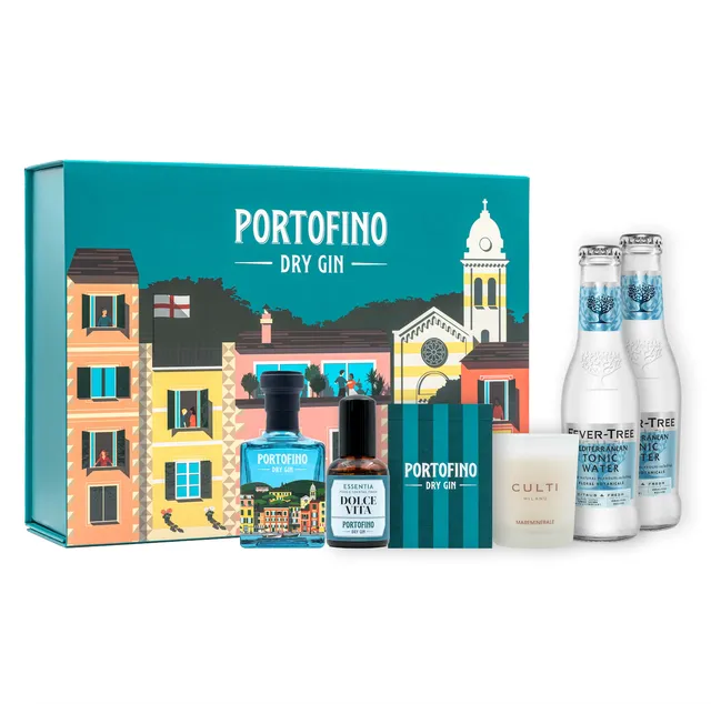 Portofino Dry Gin Box Experience gin 100 ml + tonica + candela