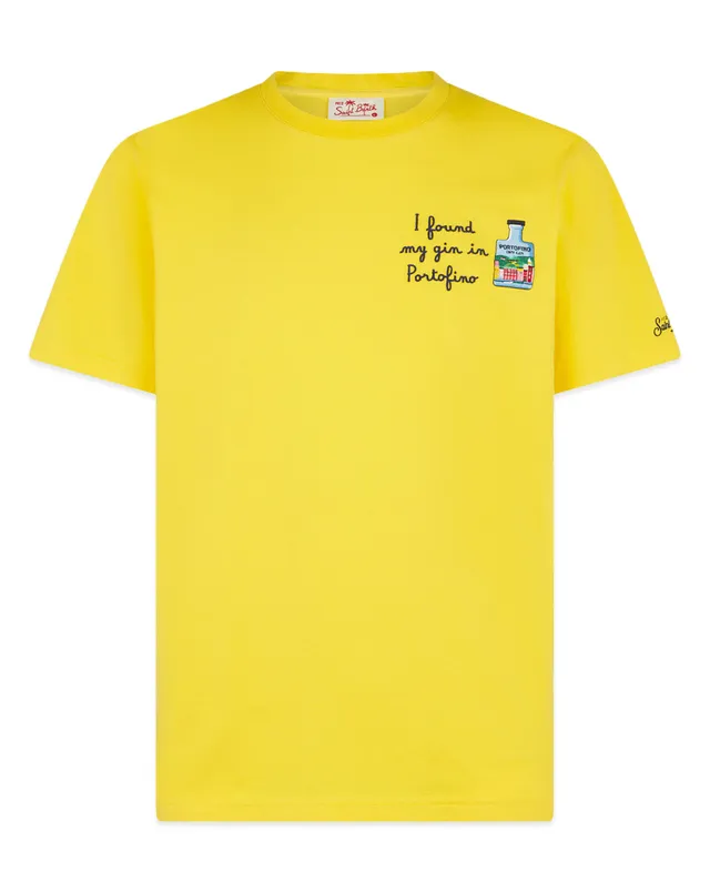 Portofino T-Shirt cotone giallo ricamato manica corta