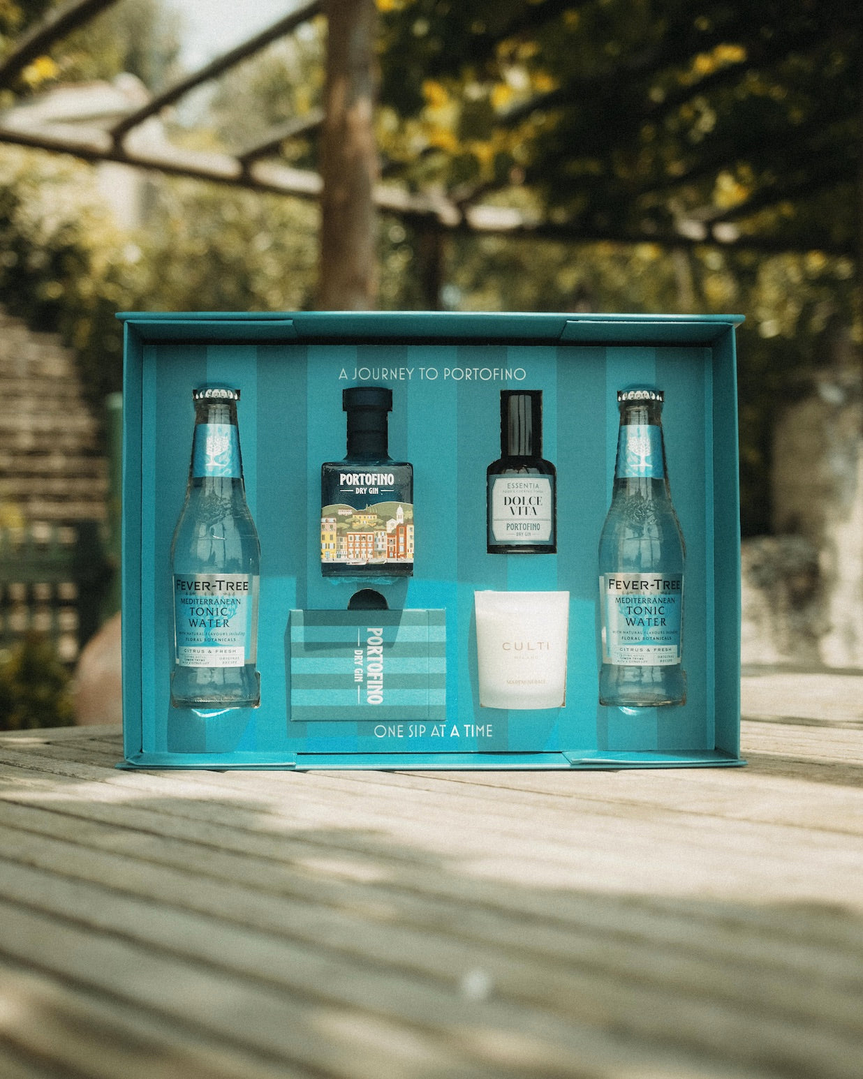 Portofino Dry Gin Box Experience gin 100 ml + tonica + candela